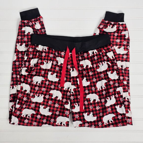 Buffalo Plaid Winter Holiday Polar Bear Print Women's Pajama Pants Size M NWOT - Picture 2 of 12